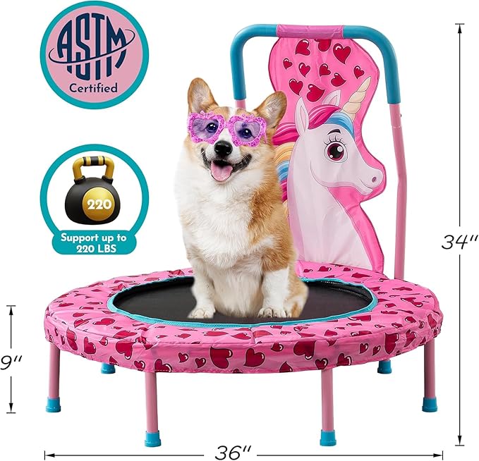 No-Gap 36" Mini Trampoline Toddler Trampoline with Handle for Kids, 36 inch Indoor Garden Small Kid Trampoline Baby Trampolines with Super Safe Cover for Toddlers Ages 2 to 5