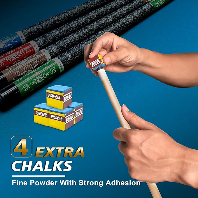Pool Stick Set of 4, Pool Sticks for Adults, 58inch Billiard Cue Sticks with Maple Wood, Bar Billiard Cue Stick for Professional Billiard Players - 18oz, 19oz, 20oz, 21oz