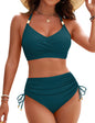 Women's High Waisted Bikini Set - Tummy Control Swimsuit with Crisscross Back