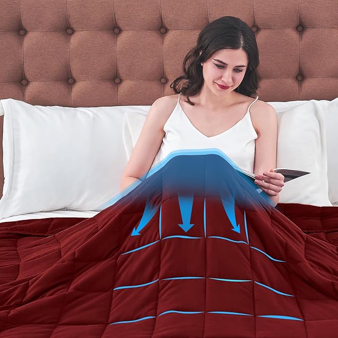 King Size Weighted Blanket for Adults (30 lbs, 80” x 87”, Red) Cooling Heavy Blanket for Sleeping Perfect for 290-310 lbs, Breathable Blanket for Adults & Couple All Season, Machine Washable