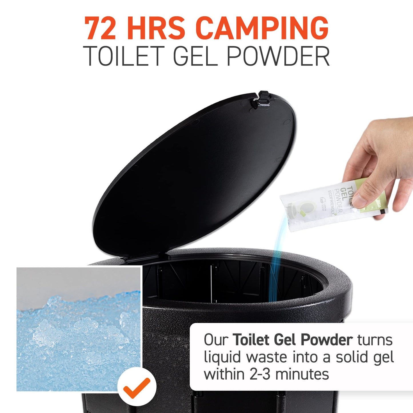 72 HRS Portable Collapsible Camp Toilet - Extra Large, Lightweight & Sturdy (With 12 Toilet Bags)