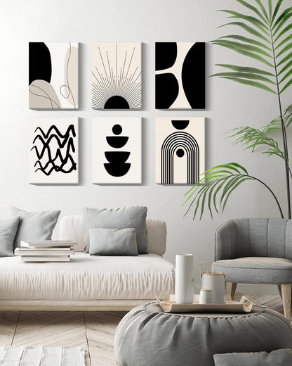 Drsoum Abstract Boho Geometric Framed Wall Art 12x16in Black Brown Beige