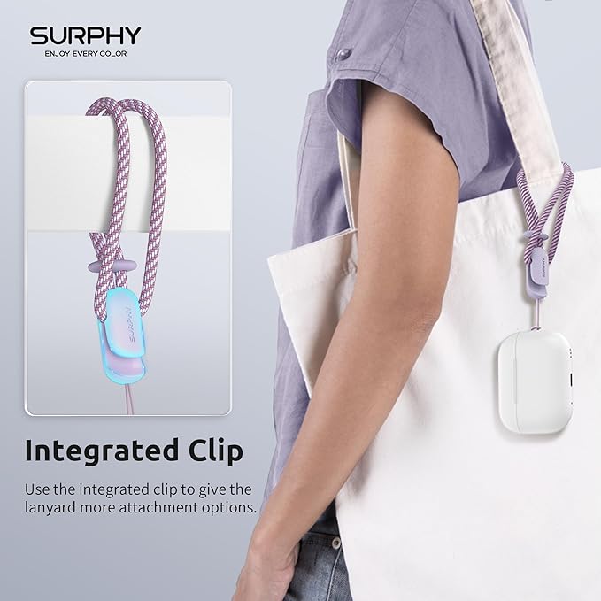 SURPHY 2 Pack Phone Lanyard for Cellphone Case, Phone Wrist Strap for Case, Cellphone Strap with 2-Color Braided, Charm Wrist Lanyard for Women and Men, Lilac & Gray