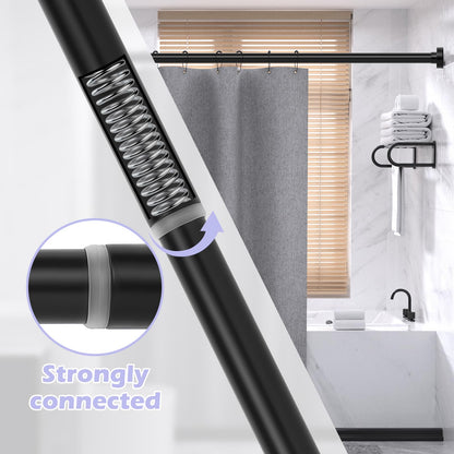 HTZON Adjustable Tension Shower Curtain Rod 34-43in Black Heavy Duty Iron