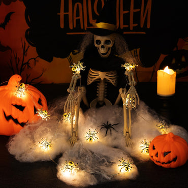 Joygoods Halloween Spider String Lights 7ft 20 LED Warm White Battery 2 Pack