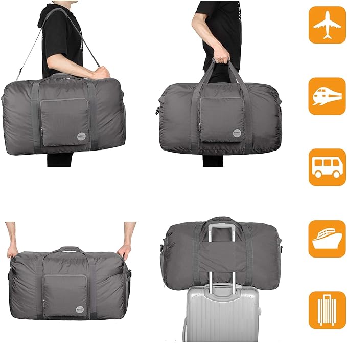 WANDF Foldable Travel Duffel Bag 60-120L Duffle Carry on for Women and Men