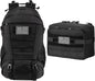 Jueachy Tactical Backpack(Black)+Tactical Molle Pouch Admin Bag(Black)