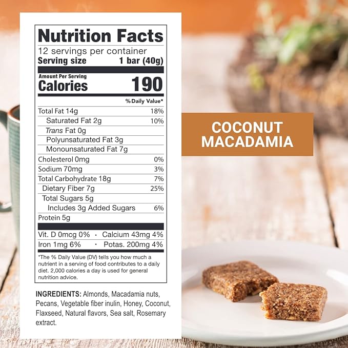 Prolon Fast Bars | Keto, Gluten Free, Dairy Free, Plant Based Protein, Intermittent Fasting Bars | Developed to Not Break Your Fast | Coconut Macadamia Nut, 12 Ct