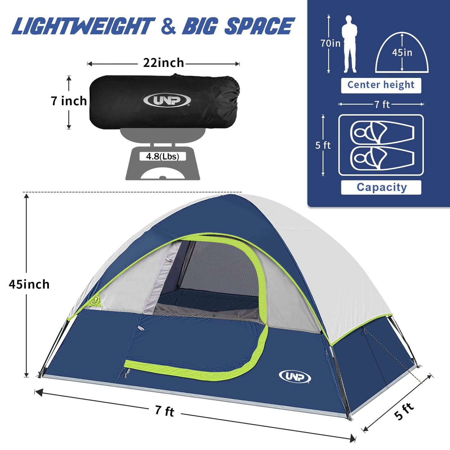 Camping Tent 2 Person, Waterproof Windproof Tent with Rainfly Easy Set up-Portable Dome Tents for Camping…