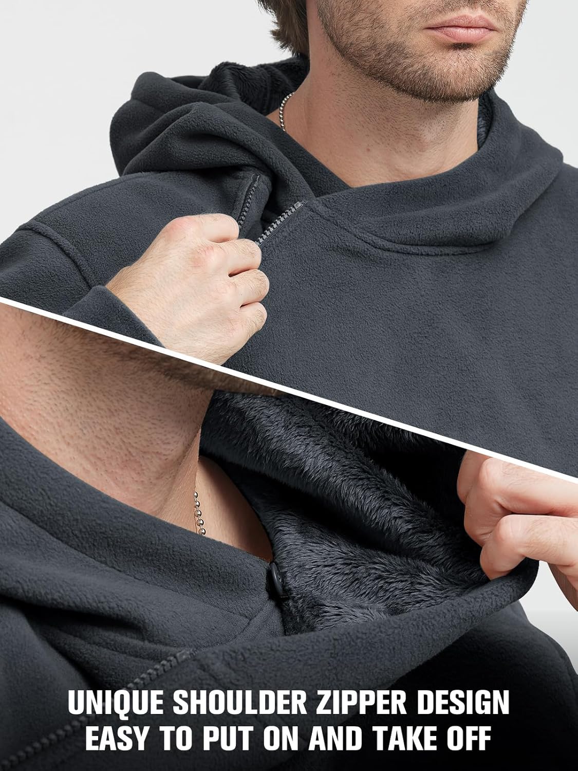 FREE SOLDIER Men's Tactical Winter Fleece Pullover Hoodie Warm Long Fleece lined Hooded Sweatshirt