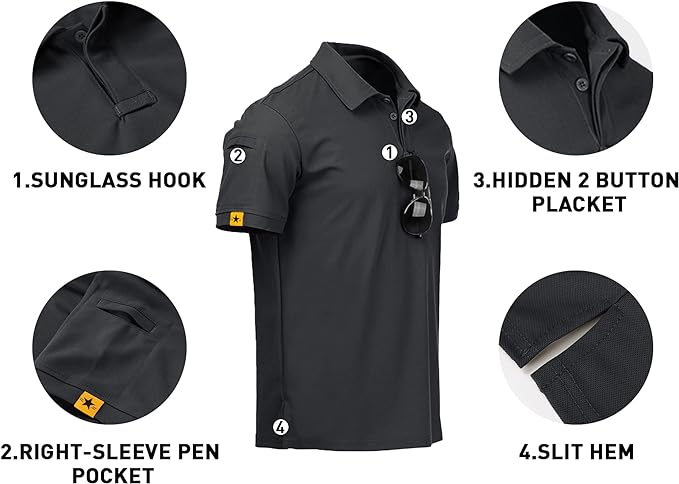 V VALANCH Mens Polo Shirts Short Sleeve Moisture Wicking Golf Polo Athletic Collared Shirt Tennis T-Shirt Tops