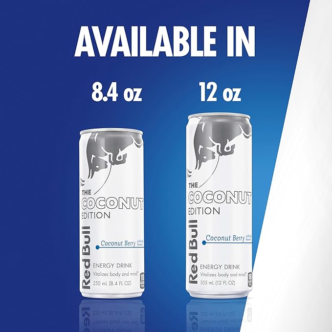 Red Bull Coconut Edition Energy Drink, Coconut Berry, with 80mg Caffeine plus Taurine & B Vitamins, 8.4 Fl Oz, 6 Packs of 4 Cans (Pack of 24)