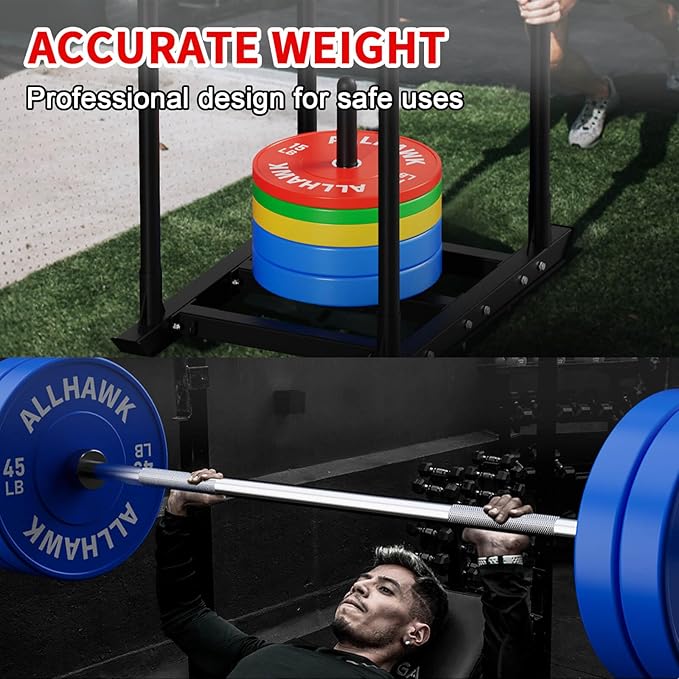 Colorful Olympic Bumper Plates, 2-inch Stainless Steel Insert, Virgin Rubber Weight Plate Set for Barbell Weight Lifting and Strength Training Home Gym