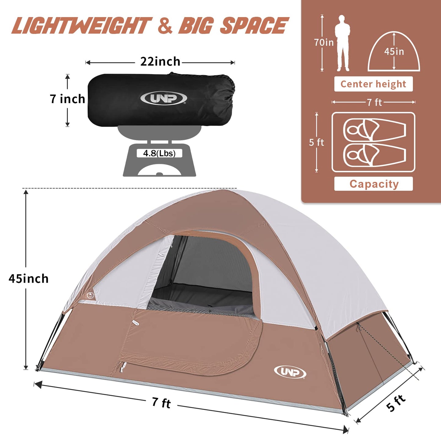 Camping Tent 2 Person, Waterproof Windproof Tent with Rainfly Easy Set up-Portable Dome Tents for Camping…