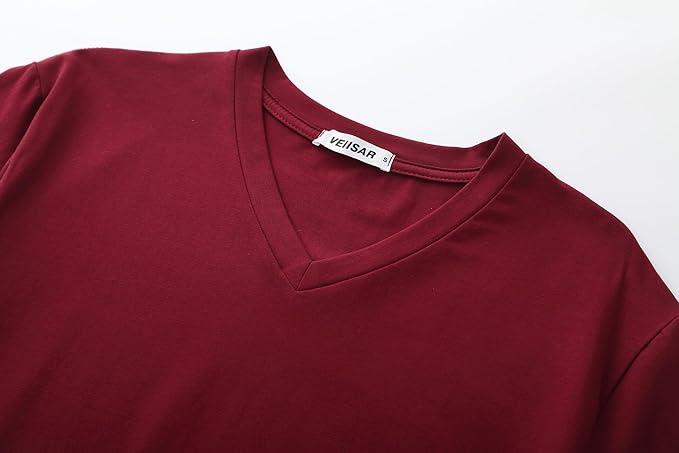 VEIISAR Premium V Neck T Shirts for Men - Modern Fitted Tees Vneck Undershirts