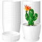 Layhit 30 Pcs 4.5 Inch White Plastic Plant Pots with Drainage Holes & Saucers