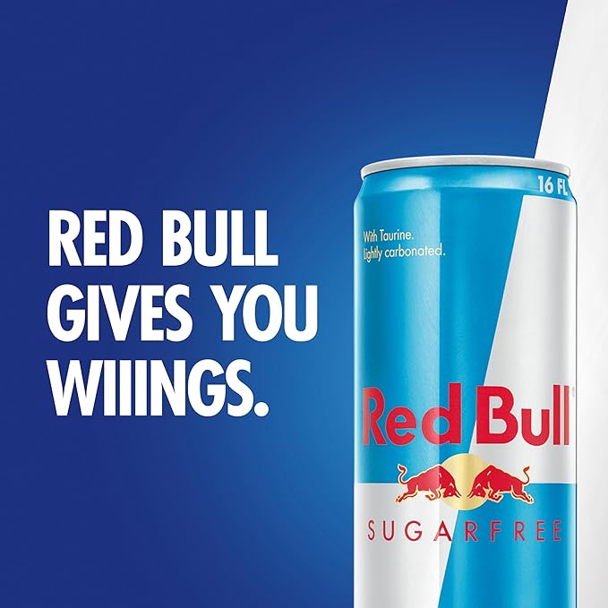 Red Bull Sugar Free Energy Drink with 151mg Caffeine plus Taurine & B Vitamins, 16 Fl Oz, Pack of 12 Cans