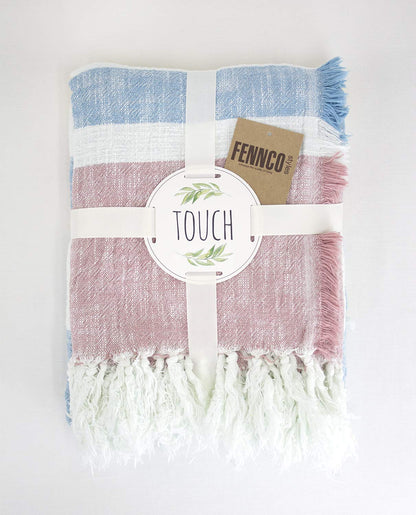 Fennco Styles Multicolor Striped Tassel Throw Blanket