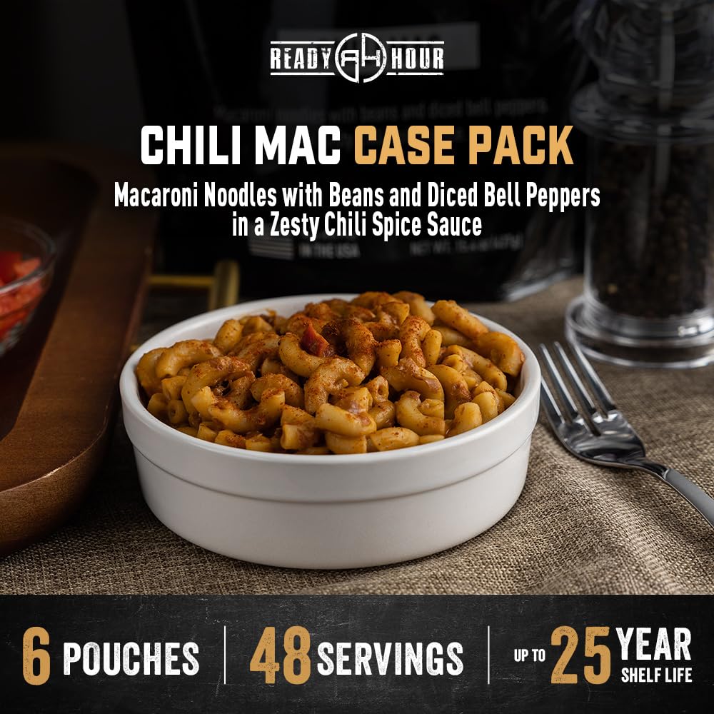 Ready Hour Mac and Cheese Case Pack (24 Servings), Freeze-Dried, Mac and Cheese Bulk, Survival Emergency and Real Non-Perishable Food, Long-Term Storage Food, 25-Year Shelf Life