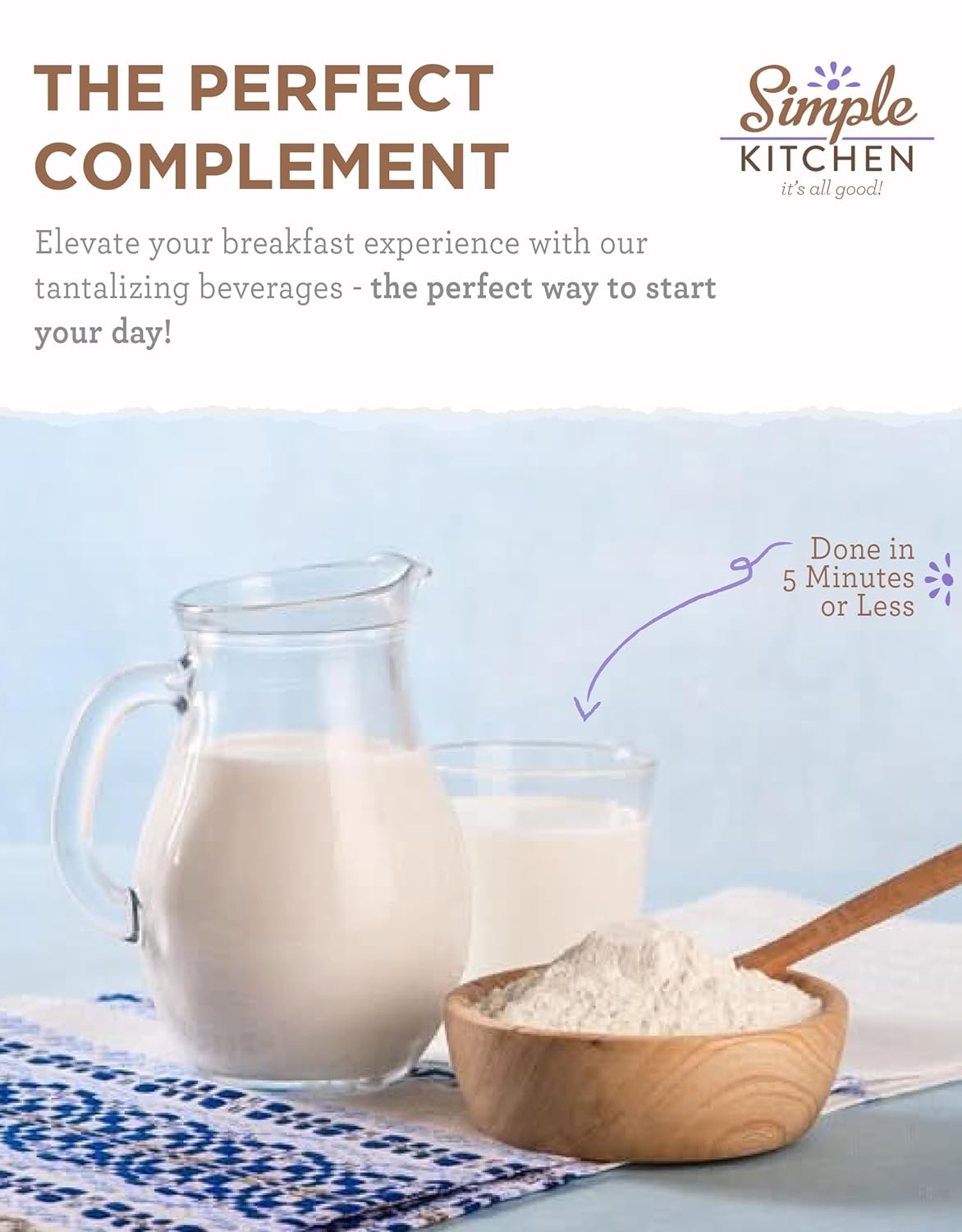 Simple Kitchen Instant Nonfat Dry Milk Powder - 50 Servings #10 Can, Non Fat Powdered Milk Bulk, Dried & Vitamin D Fortified, Daily Use & Emergency Food Long Term Storage, up to 25 Year Shelf Life