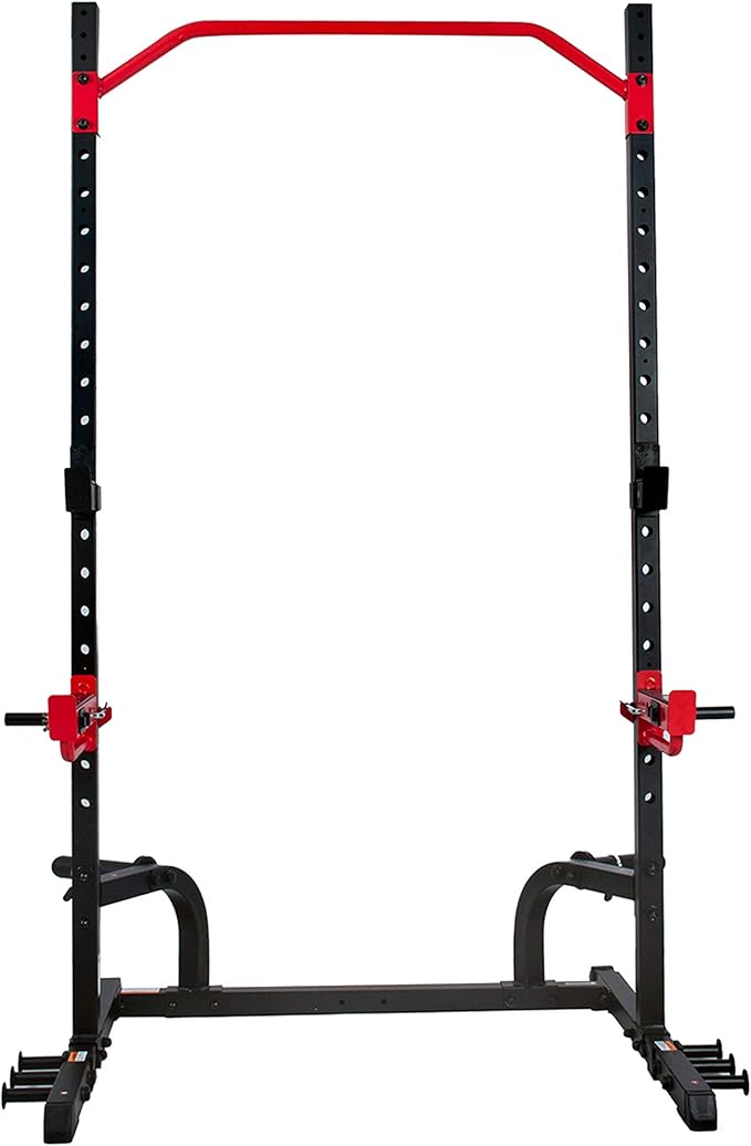 Sunny Health & Fitness Multifunctional Strength Training Home Gym – Complete Workout Equipment with Training Attachments, Optional Squat Stand, Power Rack Cage, Adjustable Incline Bench