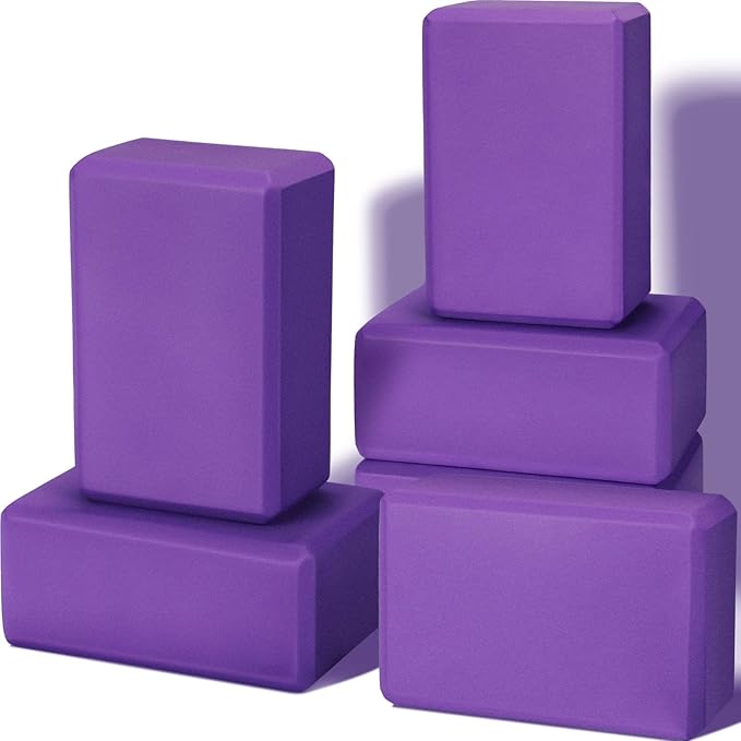 Wettarn 6 Pack Yoga Blocks 9 x 6 x 4 Inch Eva Foam Lightweight Non Slip Yoga Props for Yoga Pilates Stretching Meditation
