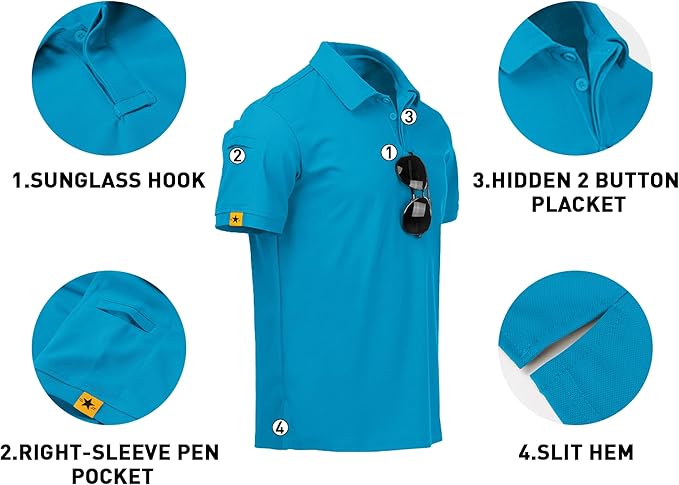 V VALANCH Mens Polo Shirts Short Sleeve Moisture Wicking Golf Polo Athletic Collared Shirt Tennis T-Shirt Tops