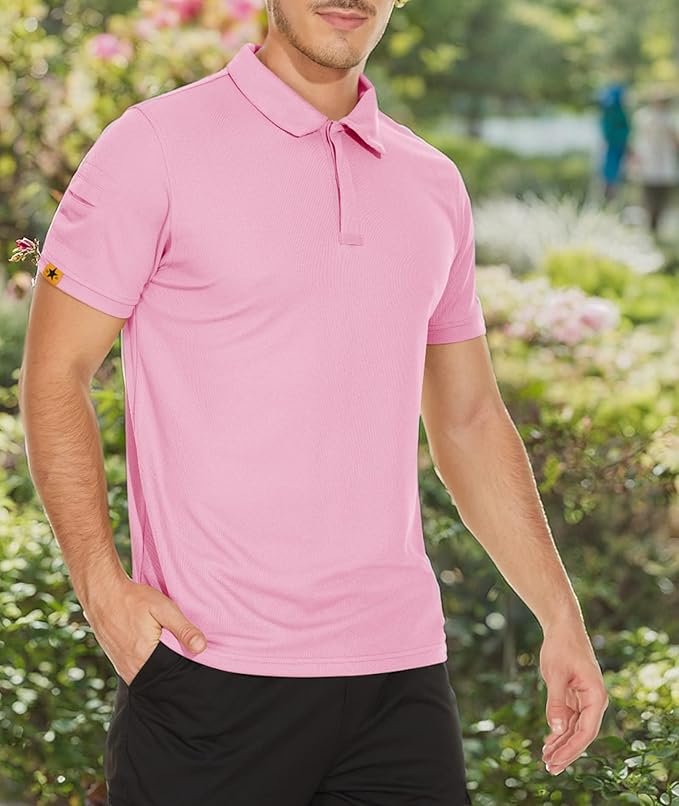 V VALANCH Mens Polo Shirts Short Sleeve Moisture Wicking Golf Polo Athletic Collared Shirt Tennis T-Shirt Tops