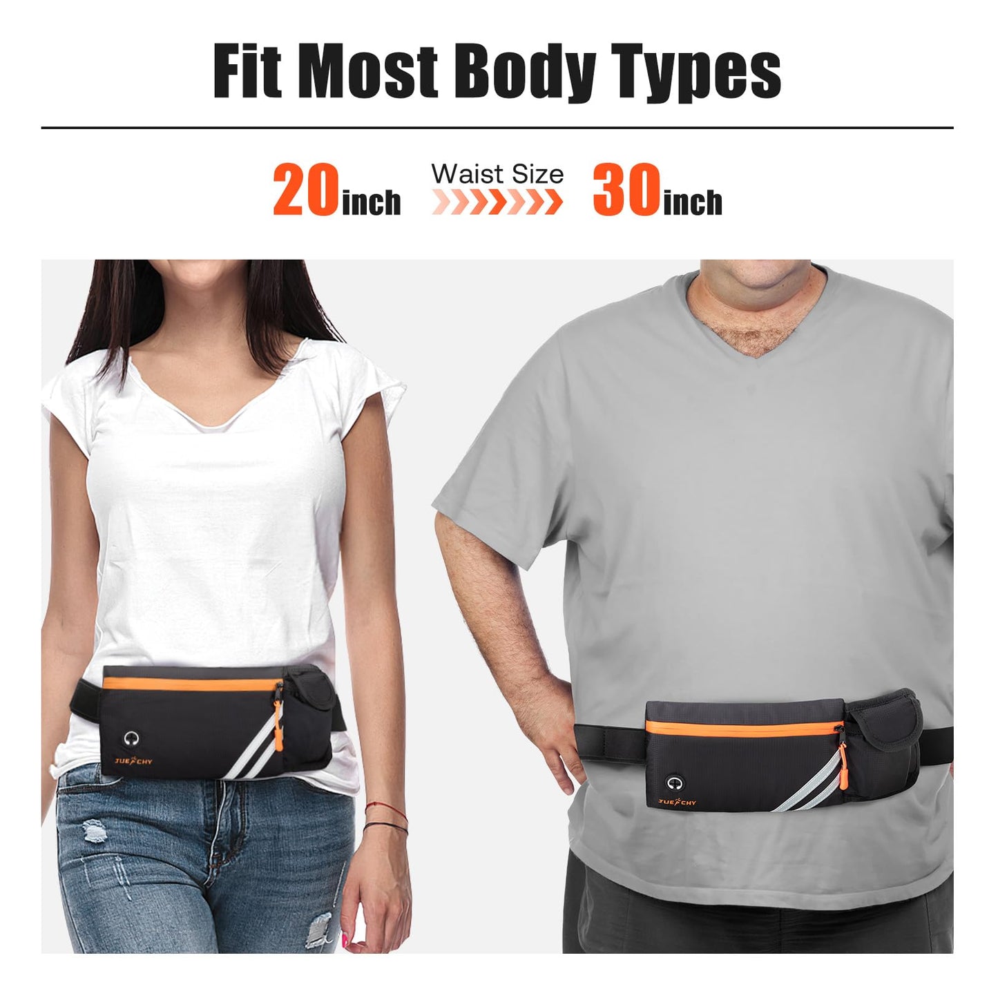 Running Belt with Water Bottle Holder: Detachable Bottle Pouch - Slim Running Belt - Large Capacity No Bounce for Walking(Bottles NOT Included)