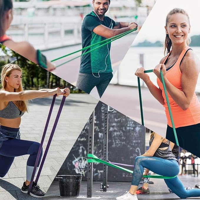 Resistance Bands Set with Carrying Bag, 4 Color-Coded Pull Up Assistance Bands for Exercise, Workout, Fitness