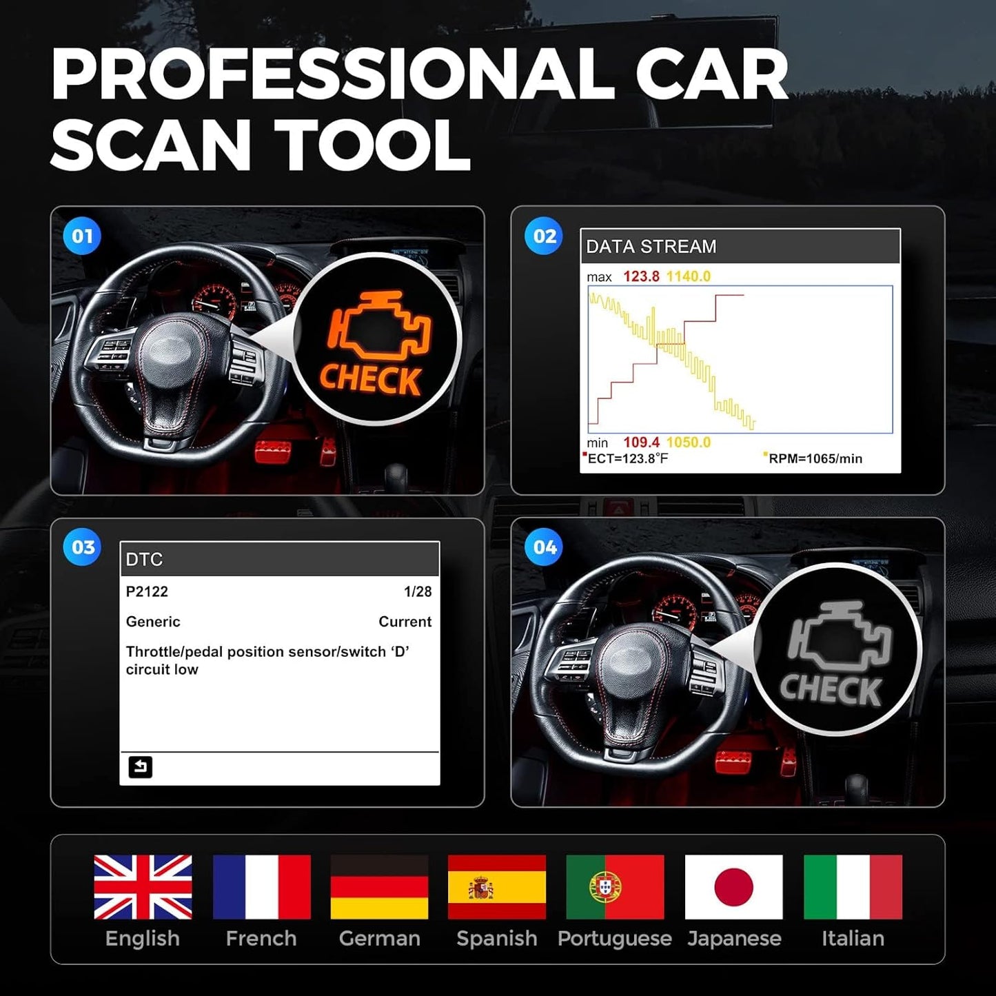 TOPDON AL400 OBD2 Scanner, Full OBDII Code Reader, Check Engine Light Scan Tool, Car Scanner with DTC Lookup, Clear Codes, Freeze Frame, One-Click I/M, Diagnostic Scanner for DIYers, Lifetime Update