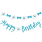 Vofrise Blue Halloween Birthday Banner Glitter Bow Tie Ghost Garland