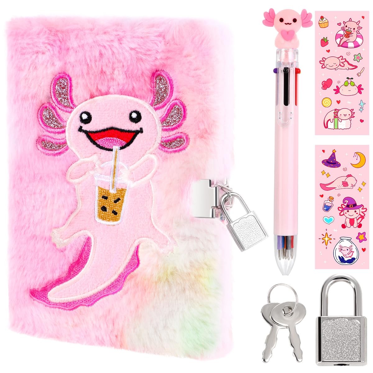 Girls Heart Diary with Lock and Keys - Cute Plush Secret Journal Notebook Gift Ages 6-8