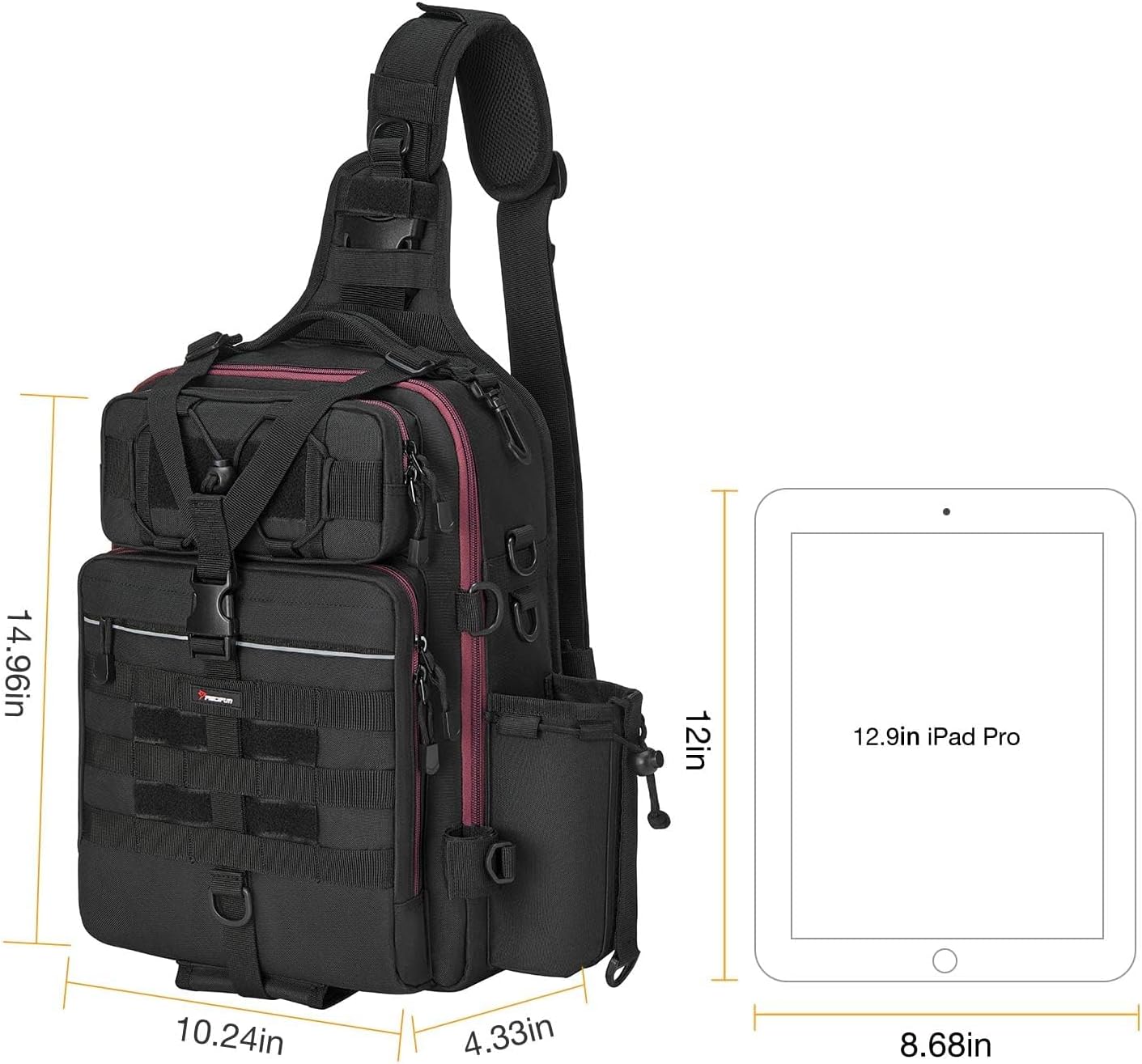 Piscifun Fishing Backpack with Rod Holder, Lightweight Sling Bag Storge Gear and Equipment