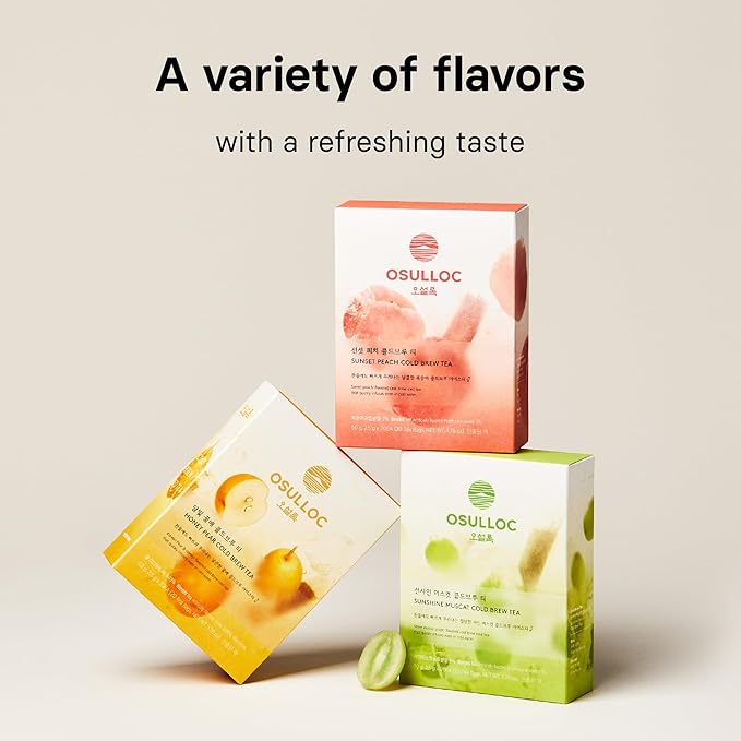 OSULLOC Honey Pear Cold Brew Tea, Korean Pear & Honey flavored iced tea (20ea, 1.76oz)