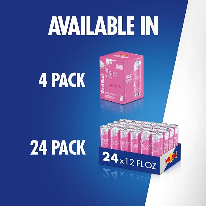 Red Bull Pink Edition Energy Drink, Wild Berries, 12 fl. oz., 6 x 4 Cans, Pack of 24 Cans, with 80mg Caffeine, Taurine & B Vitamins