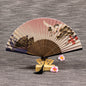 Matte Silk Bamboo Folding Fan with Tassel