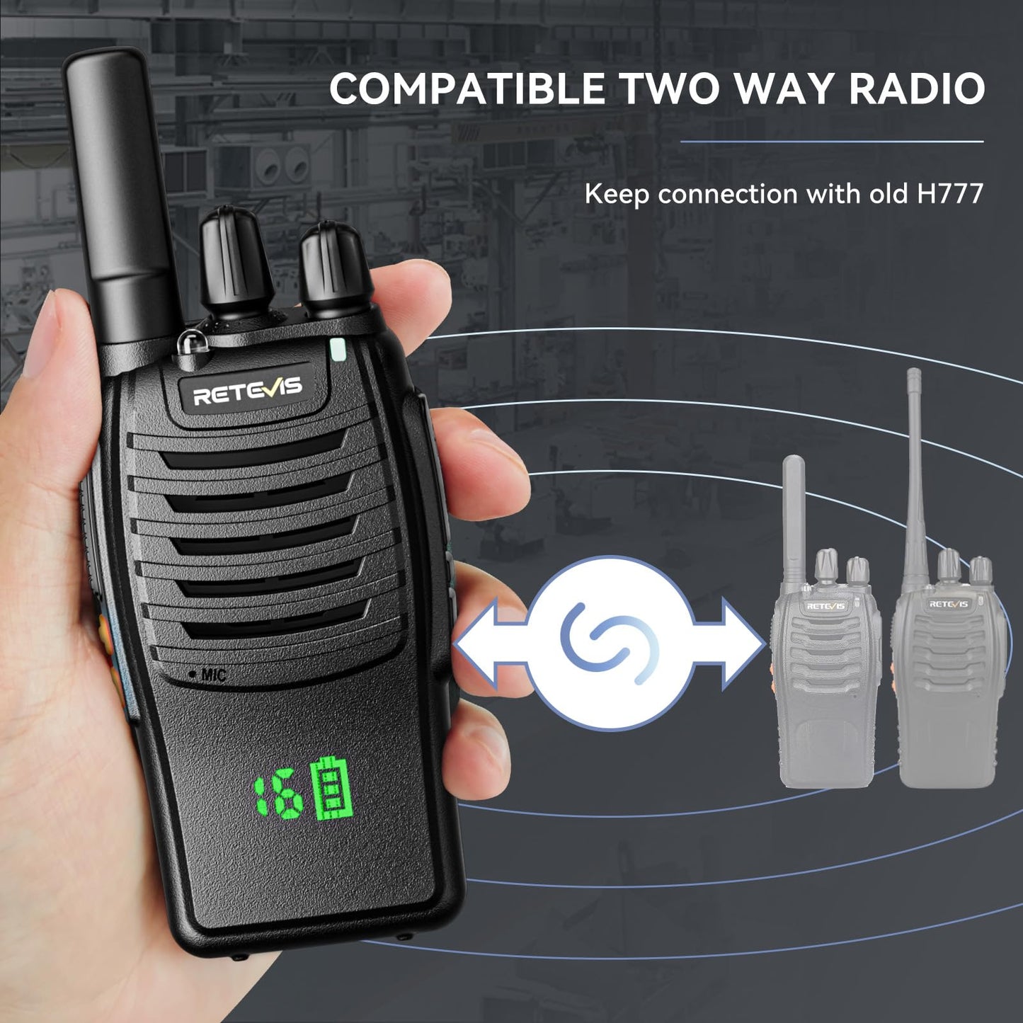 Retevis H-777 2 Way Radios, Walkie Talkies for Adults, Rechargeable Long Range Two Way Radio, Shock Resistant, Short Antenna for Business Education(10 Pack)