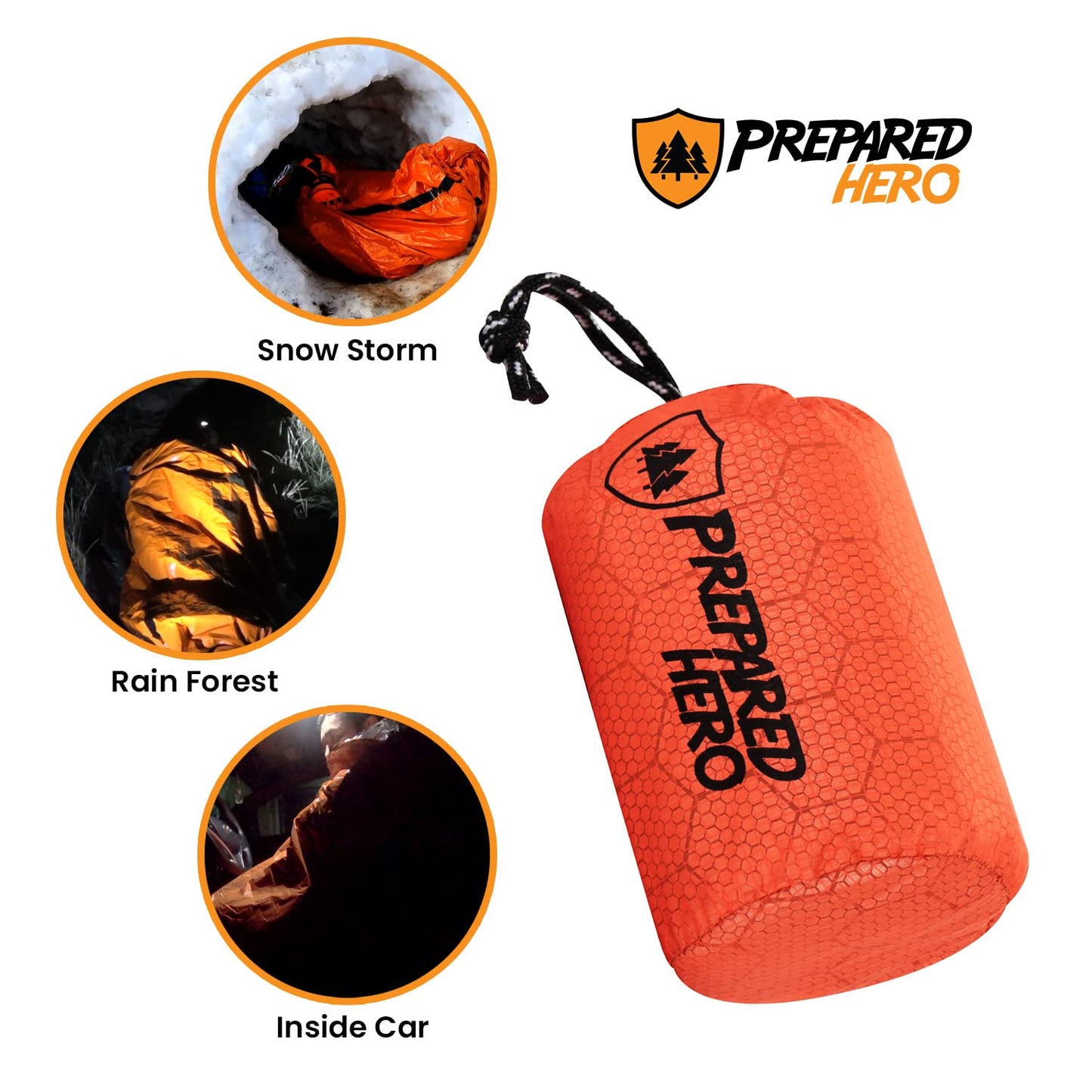 Prepared Hero Survival Bag - Emergency Sleeping Bag, Thermal Bivy Sack for Camping, Hiking, Outdoor. Lightweight, Portable, Survival Shelter.