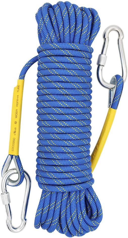 X XBEN Outdoor Climbing Rope 10M(32ft) 20M(64ft) 30M(96ft) 50M(160ft) 70M(230ft) 152M(500FT) 352M(1000FT) Static Rock Climbing Rope for Escape Rope Ice Climbing Equipment Fire Rescue Parachute