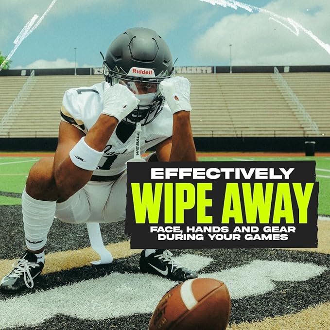 Streamer Football Towel, Sports Towel with Hook and Loop Fastener to Clean Football Visor and Gloves (White)