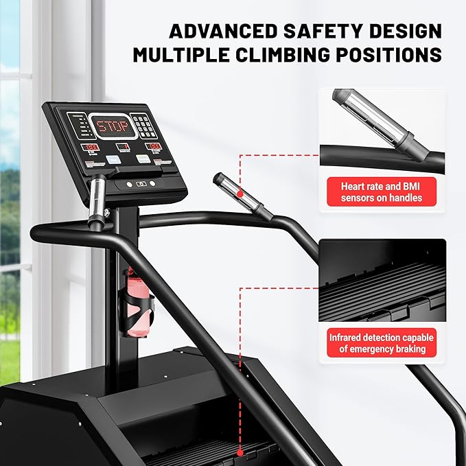 Stair Stepper Machine with LED Screen 440 LBS, Commercial Grade Stair Climber Exercise Machine for Home with 15 Resistance Levels for Cardio, 24-164 Steps/Minute
