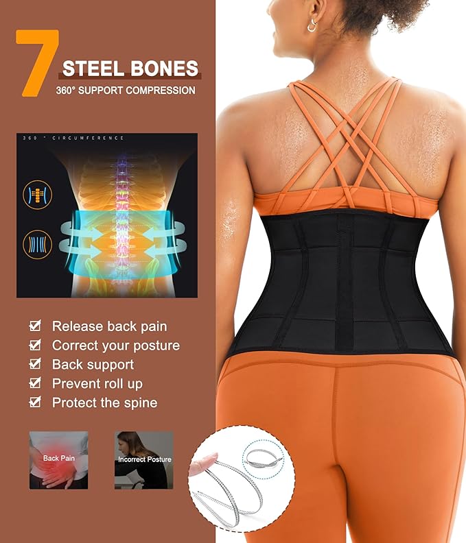 TrainingGirl Waist Trainer for Women Belly Working Out Trimmer Corset Sauna Sweat Belt Band Stomach Wrap Body Shaper Fajas