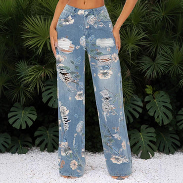 High-waisted Loose-fitting Wide-leg Floor-length Pants
