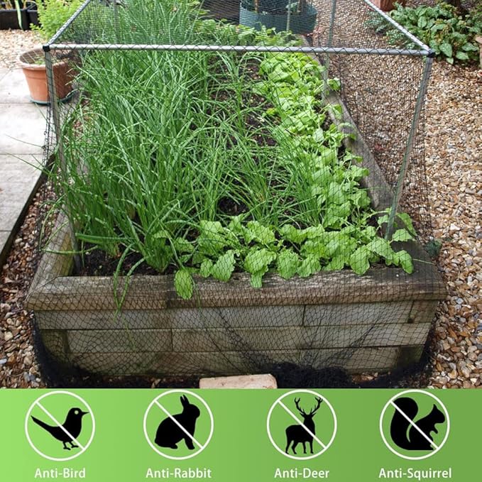 Bird Netting 25x25 Ft, 1/2In Mesh Heavy Duty Garden Netting Pest Barrier for Plants, Fruit Trees, Vegetables, Extra Strong Woven Mesh Netting, Animal Fencing Against Birds, Deer, Poultry