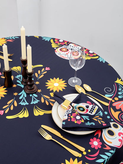 YiHomer Day of The Dead Table Runner Floral Skeleton Mask 14x72