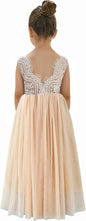 Girls Tulle Flower Girl Dress - Lace Back A-Line Party Dress