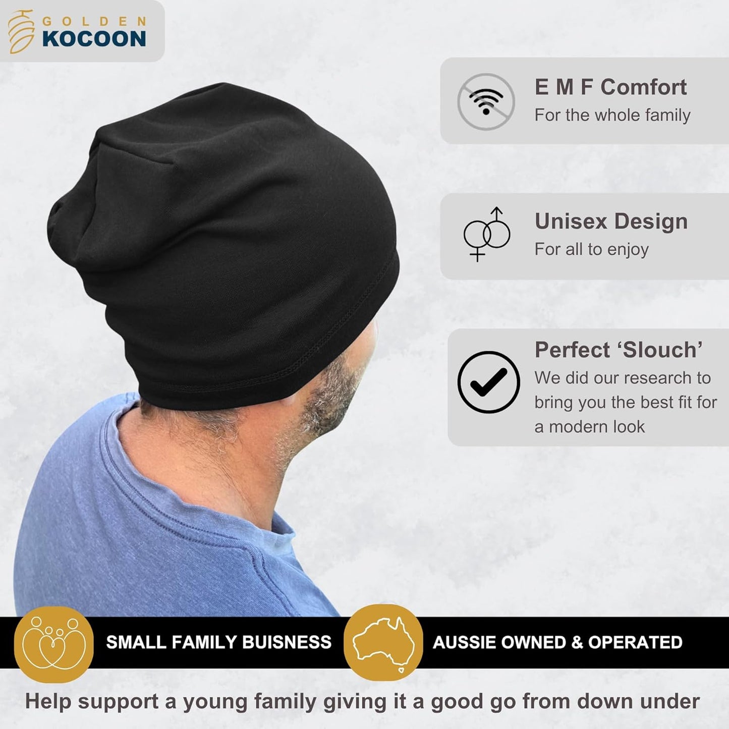 .E-M-F Slouch Beanie- Organic Cotton & Bamboo Viscose Hat, with EcoShield™ Bamboo Lyocell Fara-Day Silver Liner - Ideal for Everyday 5 G, B T, Smart Meter & Wi Fi environments