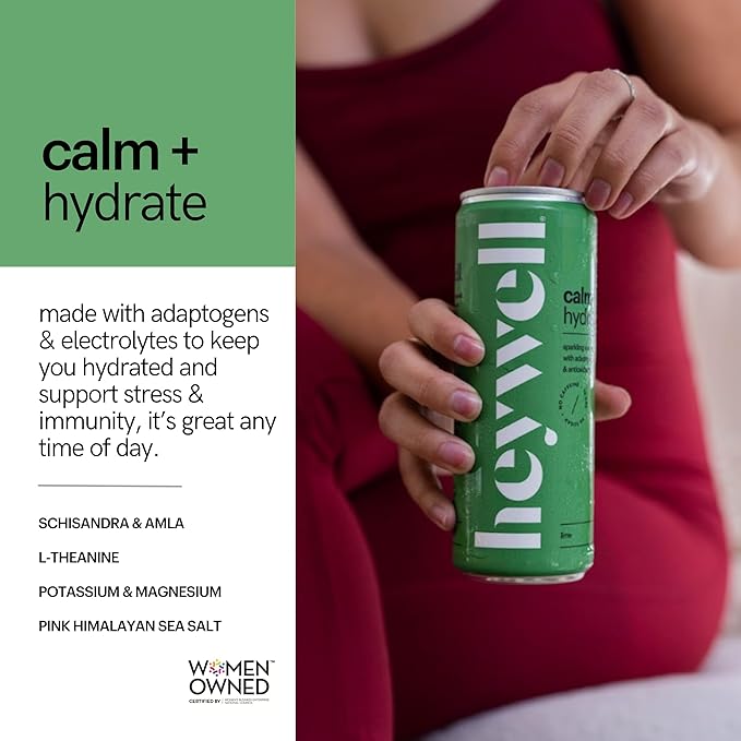 Heywell Sparkling Adaptogenic, Calm Variety Pack, 12 Fluid Ounce (Pack of 12) - Organic, Non GMO, Vegan, Gluten Free, Dairy Free