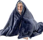 NEWMEIL Fara Day Blanket for Sleeping, Big Size 50IN * 60IN (127CM * 152CM) Thick Fara Day Blanket for Belly, Warm White Berber Fleece and Navy Blue Flannel with Fara Day Fabric